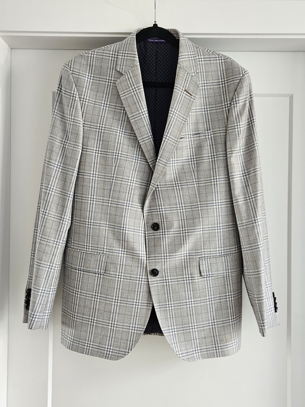 Ted Baker London Light Gray Plaid Sport Coat Wool Sz 42R